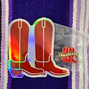 Red Cowboy Boot Sticker and Pin Set